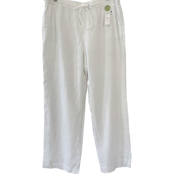 Women's White Linen Pants Charter Club Sz XL Drawstring Coastal Lagenlook Resort - Picture 2 of 10